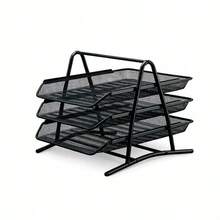 Organizador de Escritorio de Malla Metálica con 3 Niveles - Bandejas Deslizantes para Documentos y Archivos - Organizador 3 niveles - Ver 8