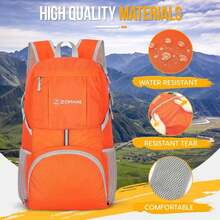 ZOMAKE Lightweight Packable Backpack 35L, Light Foldable Backpacks Water Resistant Collapsible Hiking Bag, Compact Folding Day Pack for Travel Camping(Orange) - ColorF - Ver 4