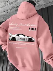 Unisex Kangaroo Hoodie For Women And Men, Flannel Hooded Jacket, Cotton Sweatshirt, SPEED - Màu Hồng baby - Xem 1