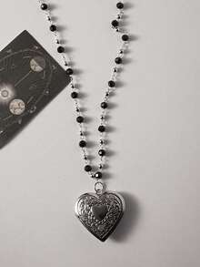 浪漫心形可打开不锈钢相框吊坠项链，男女皆宜的珠宝礼物 - 多色2 - 查看 14