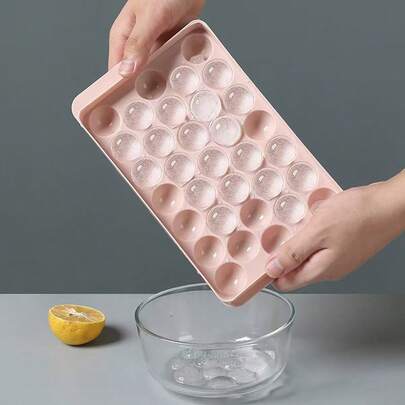 1pc PP Ice Ball Round 33-Cavity Mold, Creative Pink/Blue Ice Cube Maker Tray, Kitchen Frozen Ice Ball Silicone Ice Cube Tray, Homemade Jelly DIY Ice Cube Maker