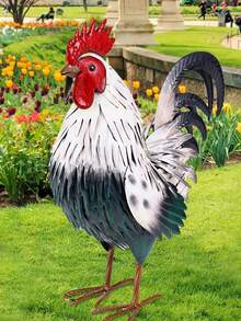 1pc Acrylic 2D Rooster Sculpture, Weather-Resistant Outdoor Garden Patio Lawn Decor, No Power Or Battery Required - A - View 1