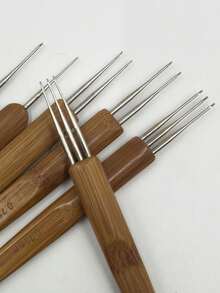 3pcs Braiding Crochet Hook Set - Professional Braiding Tools, 100% Natural Bamboo Handles, 0.5mm Single/Double/Triple Heads, 0.75mm Single/Double/Triple Heads - Dreadlocks Crochet Hook - View 1