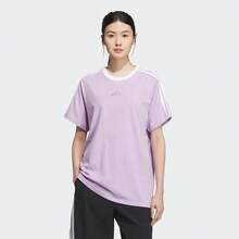 Adidas Camiseta de manga corta tipo BF para mujer, camiseta corta de punto sin cuello TKB7760 - Morado - Ver 2