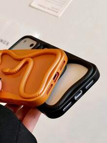 1pc New Creative Hollow Electroplated Snake Design Phone Case, Fits Compatible With Apple 11/12/13/14/15/16/17 Pro/Pro Max, S22/23/24/25 Ultra, Fashionable Protective Cover - Orange - View 2