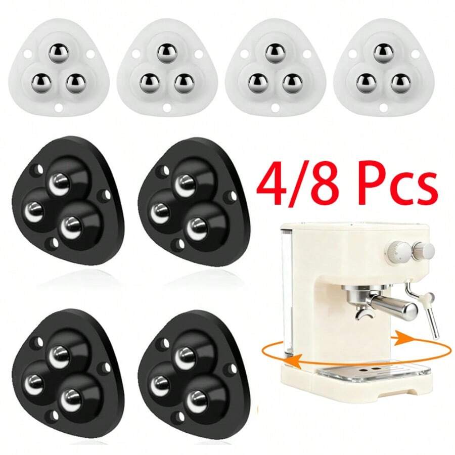 4/8pcs Self-Adhesive Omnidirectional Casters, 360° Rotating Universal Wheels Suitable For Storage Boxes And Trash Cans - Furniture Casters - White- 8 Pcs - View 1