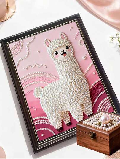 New Pearl Painting, A Cute Lamb Pattern, Frameless DIY Handmade Diamond Painting Kit, Suitable For Bedroom Decoration, Living Room Hanging Paintings, Room Decoration, Artwork, Birthday Gifts For Friends, Christmas, New Year, Valentine's Day, Holiday Gifts Full Of Novelty.