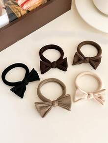 5pcs Bowknot Hair Ties, Durable Non-Damaging Elastic Hair Bands, Minimalist Hair Scrunchies For Ponytail - Multicolor - View 4