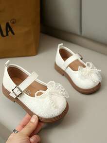 1 Pair Girls' Cute Fashion Flat Shoes, Made Of Quality Fabric, Easy Hook And Loop Slip-On Design, Lightweight Sole, Suitable For Outdoor Wear - White - View 2