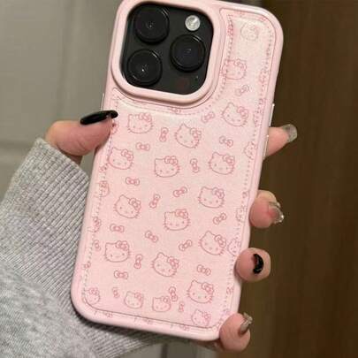 SANRIO 可爱粉色线条少女猫咪手机壳，适用于 17/16 Pro Max、新款苹果16 Pro Max、高端15 Pro、个性化14 Pro、少女风13手机壳保护套
