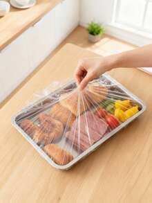 10/50/100片装特大号食品保鲜膜，托盘防尘罩，一次性果蔬保护罩，冰箱及厨房食品保鲜袋，适用于团体聚会、烘焙店等。 - 彩色 - 查看 5