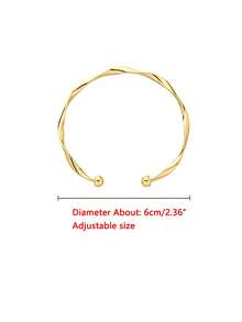 1pc Moebius Twist Line Design Adjustable Open Bangle Bracelet, Minimalist Elegant Friendship Gift, Suitable For Birthday Party - Multicolor - View 10