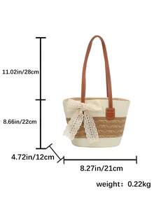 1pc Fashion Straw Woven Tote Bag, Large Capacity Beach Travel Handbag, Commuter Shoulder Bag With Scarf Bow Detail, Suitable For Elegant Ladies Casual, Beach Trip, Daily Matching - Multicolor - View 19