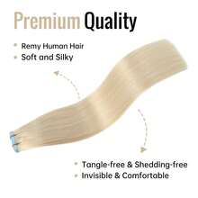 (50 G, 20 Pieces/Pack) Tape-In Human Hair Extensions, Straight, Seamless, Skin Weft, High-Quality Human Hair Extensions, Natural Color, Dark Brown-Blonde Hair, Natural Color Mix - S60 - View 2