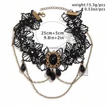 1pc Metallic Glossy Water Drop Bangle, Fashionable Black Lace Sexy Arm Cuff Bracelet - Black - View 5