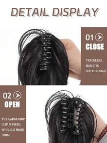 女士合成假发，捏直发，半扎瀑布马尾，时尚合成假发，适合女性日常佩戴和聚会场合。 - 彩色 - 查看 3