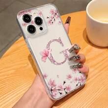 1个花卉字母G个性化透明全包防震TPU手机壳，兼容 17 16 15 14 13 12 11 Pro Max，A55/54/53/52/51，S25/24/23/22/21 Ultra，国际版，非国内版 - 無色 - 查看 3