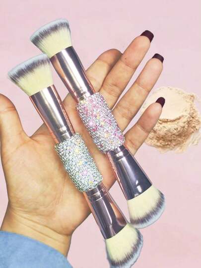 1pc Multifunctional Makeup Brush, Luxury Sparkling Rhinestone Powder Blush Brush, Portable Travel Makeup Brush, Elegant Gift