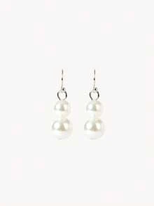 Opalesca 3pcs Rhinestone & Faux Pearl Decor Jewelry Set - White - View 5