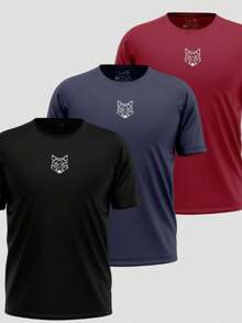 Kit Of 3 Men's Dry Alpha Co T-Shirts - Đen / Xanh hải quân / Đỏ - Xem 2