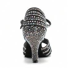 Women's Latin Dance Shoes With 7.5cm Heel Wear-Resistant And Slip-Resistant Dance Training Shoes Soft Bottom Comfort Tango Salsa Dance Shoes Indoor Party Shoes Rhinestone Wedding Shoes For Women - Black - View 6