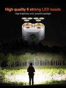 6支超亮迷你LED手电筒，USB充电多功能手电筒，强力户外露营应急灯 - 6*LED - 查看 5