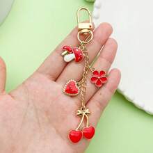 1pc/2pcs Fashion Elegant Red & Brown Billiard Ball, Cherry, Strawberry, Heart, Bow Knot, Irregular Brown Stone Pendant Charm, Suitable For Daily Bag Decoration, Car Key Chain - 彩色 - 查看 2