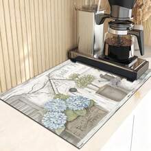 1 Piece Diatomite Fast Drying Mat, Spring Vase Print, Multi-Use Pad For Coffee Bar, Restaurant, Kitchen Counter, Durable Table Mat & Pet Mat - Multicolor - View 6