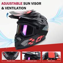 Casco de moto con gafas, transpirable - Negro - Ver 2