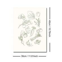 1/3件套无框鼠尾草绿厨房趣味帆布海报抽象蔬菜美食好心情语录墙面艺术印刷品极简复古美学装饰画，适用于公寓、客厅、餐厅、现代家居装饰 - A - 查看 14