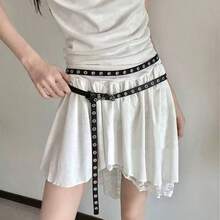 1条加长街头朋克风女士Y2K腰带，全孔金属孔眼PU皮革腰带，适合休闲、周末郊游、派对、音乐节、情人节、校园等场合。 - A - 查看 10