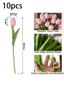 20支仿真粉色郁金香，适合作为母亲节礼物、婚礼装饰、家居设计、卧室、客厅、生日派对、情人节装饰。 - 粉色 - 查看 11