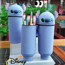 Kawaii Stitch Telescopic Pencil Bag - Soft Silicone Stand Up Pen Holder, Character Stationery Organizer For Kids & Students - Blue - View 7
