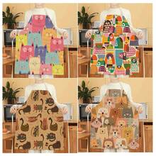 1pc Cat Pattern Apron, Creative Funny Fashion Printed Apron, Home Cleaning Apron, Easy Clean Kitchen Cooking Apron, Creative Home Apron - Multicolor - View 1