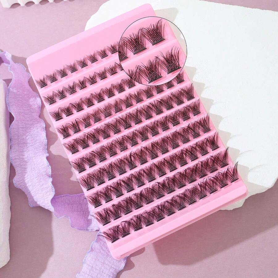 10排 W02 簇状蓬松8-16mm自粘假睫毛，柔软自然卷翘浓密假睫毛 - 查看 1