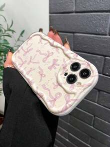 1pc Bow-Knot TPU Wavy Anti-Drop Phone Case Compatible With IPhone 11, 12, 13, 14, 15, 16, 12 Pro Max, 13 Pro Max, 14 Pro Max, 15, 15 Pro, 15 Plus, 15 Pro Max, 16 Pro Max, 17, 17 Pro Max, A03, A04, A12, A13, A23, A24, A33, A34, A52, A72, A73, S20 FE, S22, S23, S24 - 款式1(1件) - 查看 5