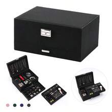1pc Velvet 3-Layer Jewelry Storage Box, Luxurious Christmas Pink High-End Delicate Necklace Earring Gold Jewelry Box, Large Capacity Multi-Layer Accessory Box, Suitable For Halloween, Thanksgiving, Christmas Gifts - Multicolor - View 14