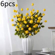 1/3/6 Stücke künstliche Zitronenzweige, 14 Zitronen, 60cm Länge, Material PE, künstliche Pflanzen, künstliche Blumen, saisonale Dekoration, Hochzeitsdekoration, Tischdekoration, Mittelstück, lebensechte Pflanzen, Raumdekoration, Bürodekoration, Gartendekoration, Innenraumdekoration, Partygeschenke, Deko für Wohnheim, Schule, Büro, Valentinstag, Osterdekoration, Heimdekoration - Verschiedenfarbig - Übersicht 3