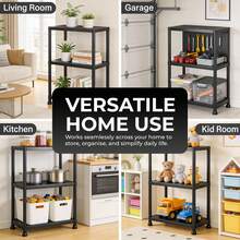 Crystals Plastic Storage Shelving Unit – 3-Tier, 4-Tier & 5-Tier Heavy-Duty Organiser Rack For Home, Garage & Utility - Black - View 9
