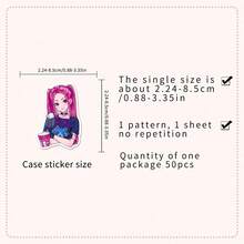 50张卡通动漫贴纸，K-Pop女团贴纸，动漫人物贴纸，儿童贴纸，防水DIY创意贴纸，适用于滑板、行李箱、笔记本、水瓶等，圣诞小礼物，剪贴簿用品，文具趣味贴纸 - 1 Set - 查看 7