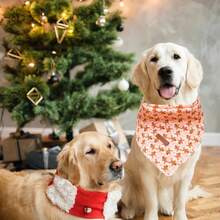 Dog Bandana 1 Pack Washable Soft Cotton Christmas Bibs Scarf Adjustable Kerchief Square Dog Bandanas For Large Dogs Pink Bandanas - Large Pack Of 1 - View 5