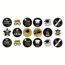 90pcs/10sets 2026 Graduation Paper Stickers, Gold 2026 Grad Labels, Congratulations Graduation Adhesive Seals, Candy Chocolate Packaging Stickers, Graduation Party Decorations, Gift Tags - View 5