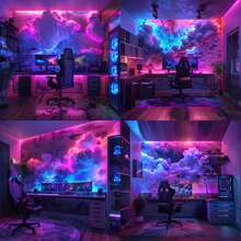 LED Cloud Light With Smart APP And Remote Control Music Rhythm Light Multi-Color Changing Ceiling Cloud Light Suitable For Festival, Party, Home, Bedroom Decor Fantasy Cloud Light - 彩色 - 查看 2