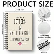 1pc Spiral Notebook, Suitable As A Baby Shower Gift, New Mom Memento, Letter To Little Girl, Memory Book Or Daily Planner, Great For Daughter, Granddaughter Or Niece - Rectangle - View 2