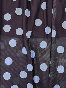 Women's Lightweight Brown Sheer Mesh Blue Polka Dot Skirt, Casual Beach Holiday Skirt - Blue Polka Dots - View 5