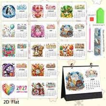 2027 Calendrier de peinture de diamant à motif mignon pour les vacances, Calendrier du Nouvel An, Calendrier de bureau, Chaque page a des motifs différents, Fait main créatif, Support de calendrier pour décoration de bureau, salon, Décoration de vacances, Cadeau pour petite amie, Cadeau sincère, Cadeau parfait, Cadeau de Nouvel An, Cadeau de Noël - Ensembles - Voir 6