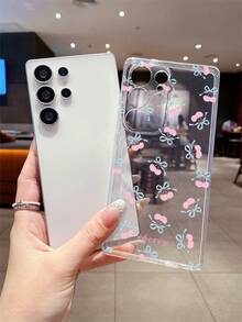 1pc Fashionable Minimalist Black Polka Dot, Blue Bow, Cherry Pattern Transparent Shockproof TPU Phone Case, Suitable As Holiday Gift For Partner And Friends, Compatible With Samsung, Nothing, Pixel, Series - Multicolor - View 3