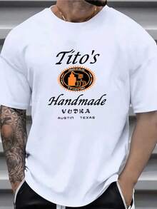 Tito's Hand-Printed Men's Crew Neck Short-Sleeve Cotton T-Shirt, Suitable For Everyday Casual Summer Wear, 220 Grams - trắng - Xem 9