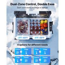 Car Refrigerator, DC 12/24V AC100-240V Compressor Electric Cooler, -4°F To 68°F Truck Refrigerator With APP Control, Wheels & Dual Zone, 37 QT Cars Cooler For RVs, Boats, Camping, Fishing - 35L - View 2