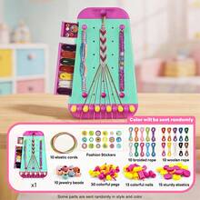 Kids DIY Weaving Craft Set, Includes Weaving Tool, Ropes, Beads, Stickers And Other Accessories. Can Weave Friendship Bracelets And Hairstyles, Enhances Hands-On Ability And Creativity. Perfect Handicraft Gift For Birthday Parties, Family Gatherings, Suitable For Children 6+ Years Old - Multicolor - View 12